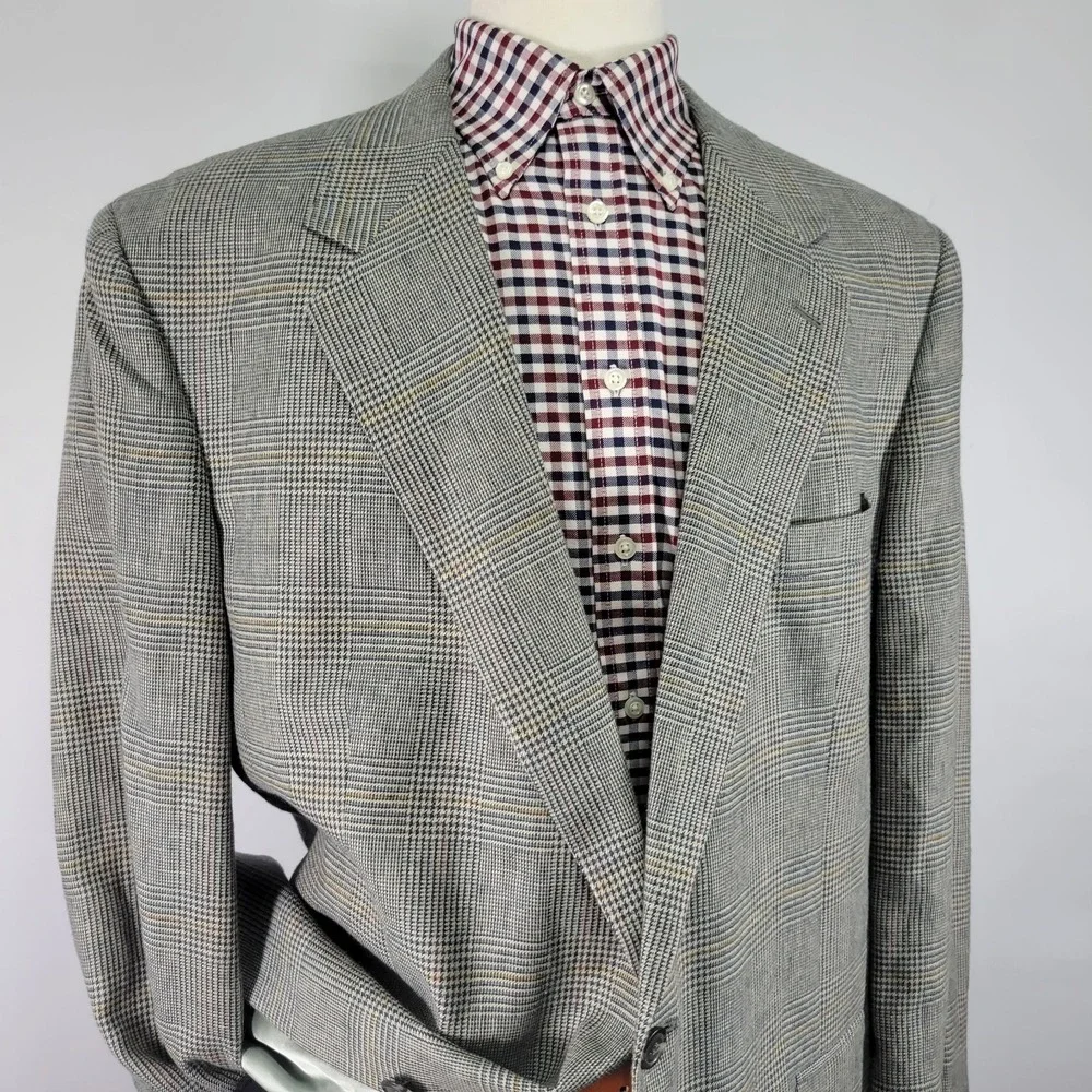 Brooks‎ Brothers Men's Sport Coat Blazer Two Button Multi-color Houndstooth 46L